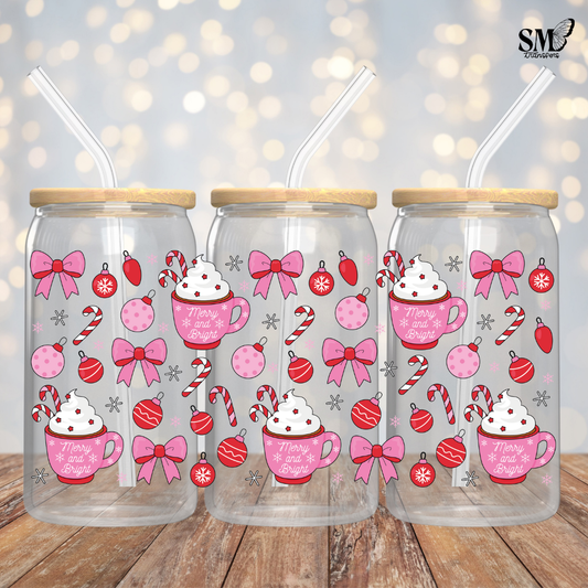 Pink Hot Cocoa Cups And Bows - Full Wrap