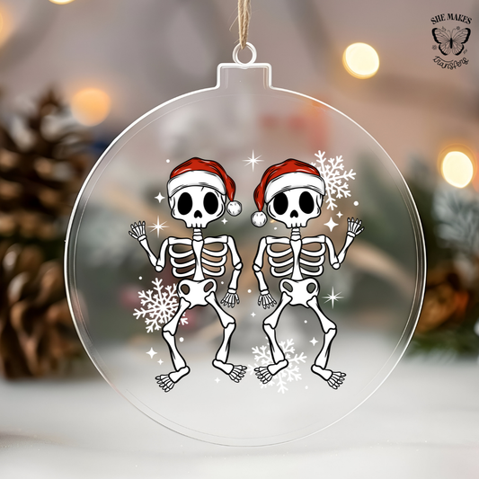 Santa Skellies White- Ornament Decal