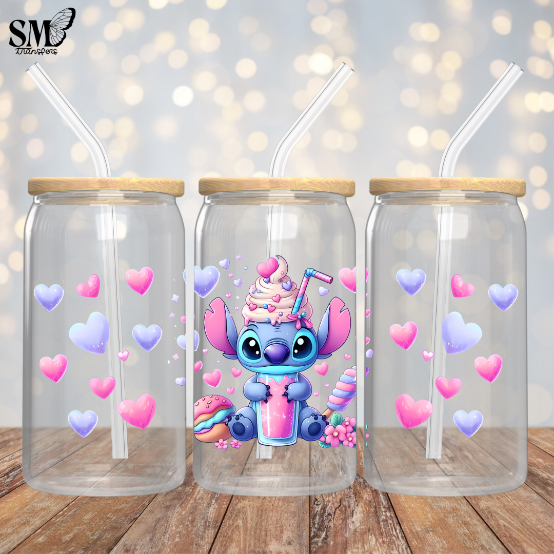 Big Eared Blue Guy Whipped Cream & Hearts - Full Wrap