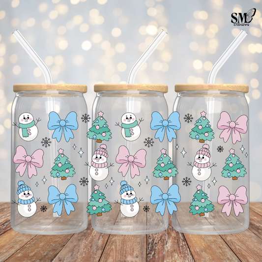 Snowman And Blue Bows - Full Wrap