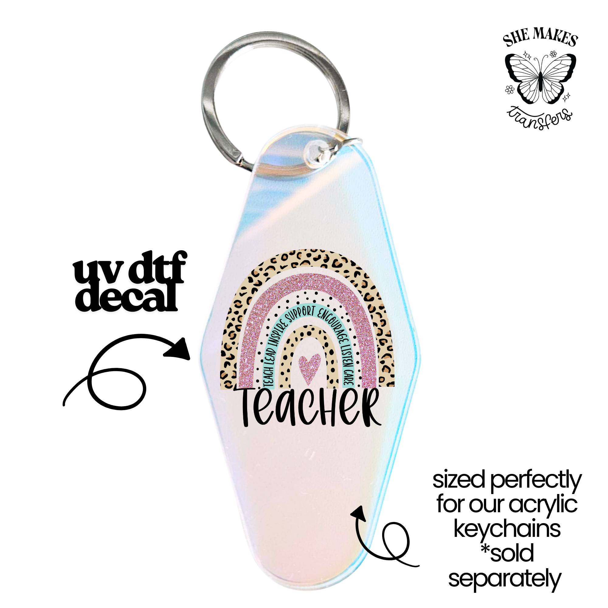 Teacher Animal Print -  keychain uv dtf