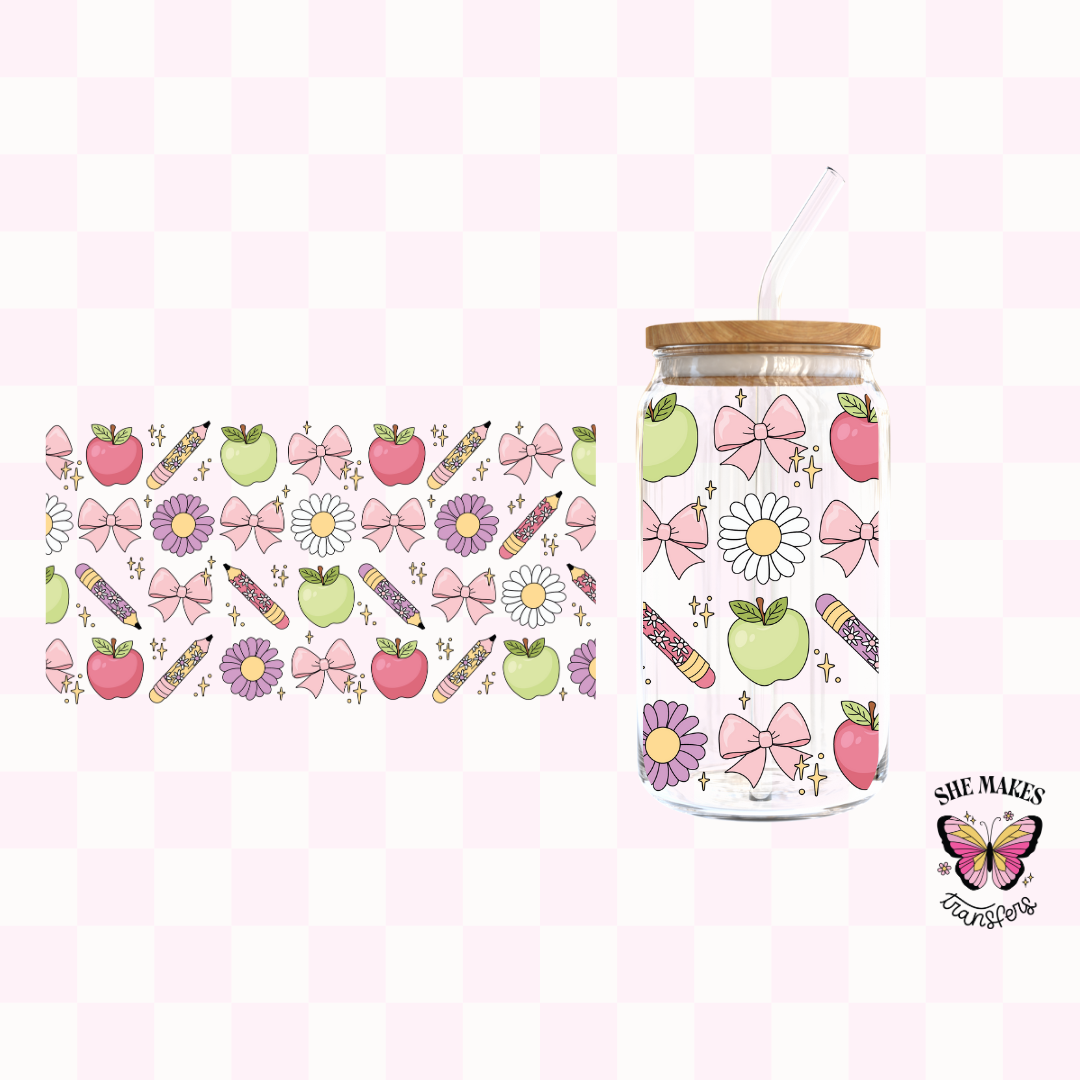 Bows Apples Pencils - Full Wrap