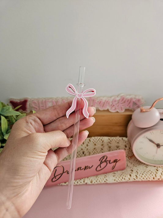 Pink Dainty Bow - 3D Straw Topper