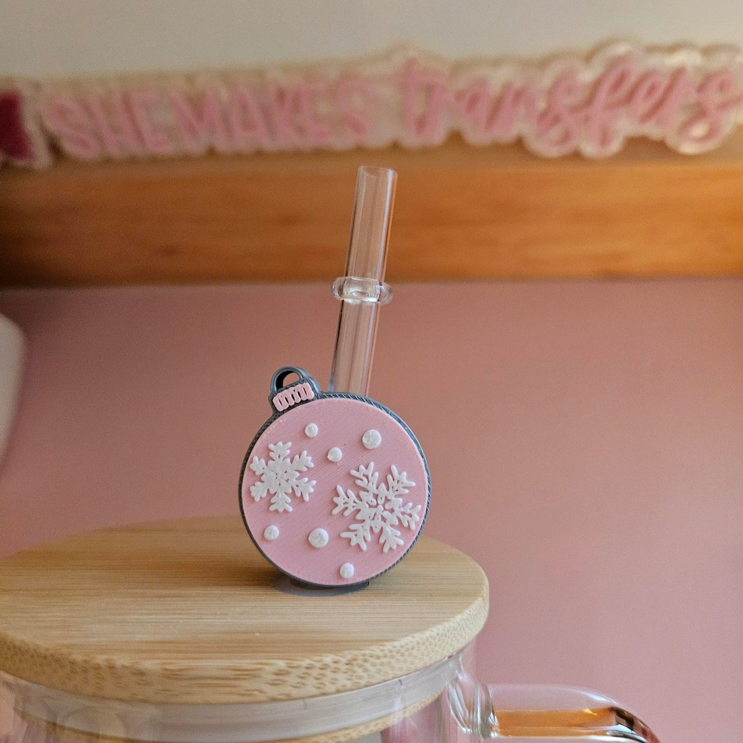 Pink Ornament - 3D Straw Topper