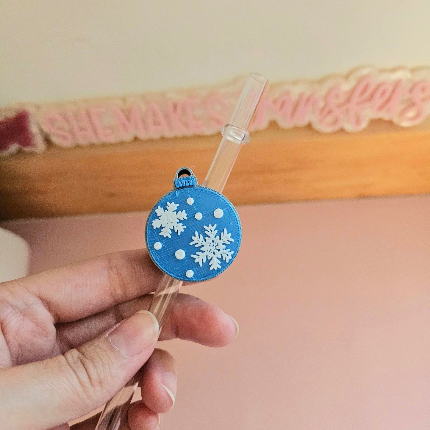 Blue Ornament - 3D Straw Topper