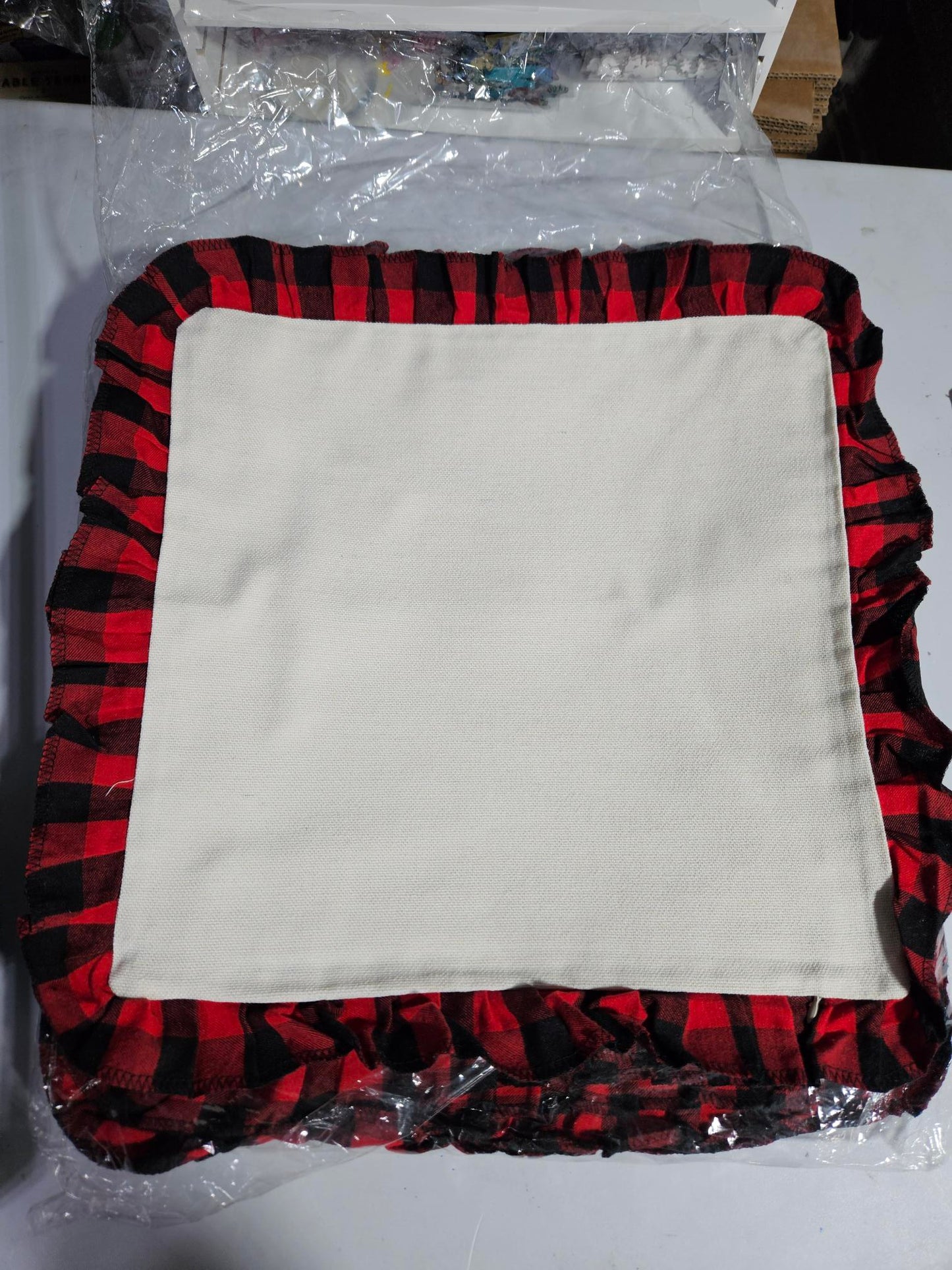 Red Plaid Trim Pillow Cases