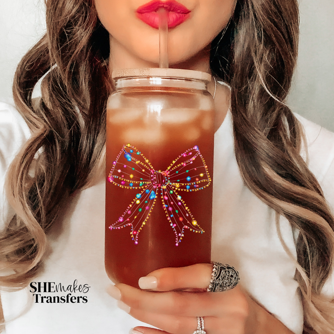 Christmas lights coquette cup decal