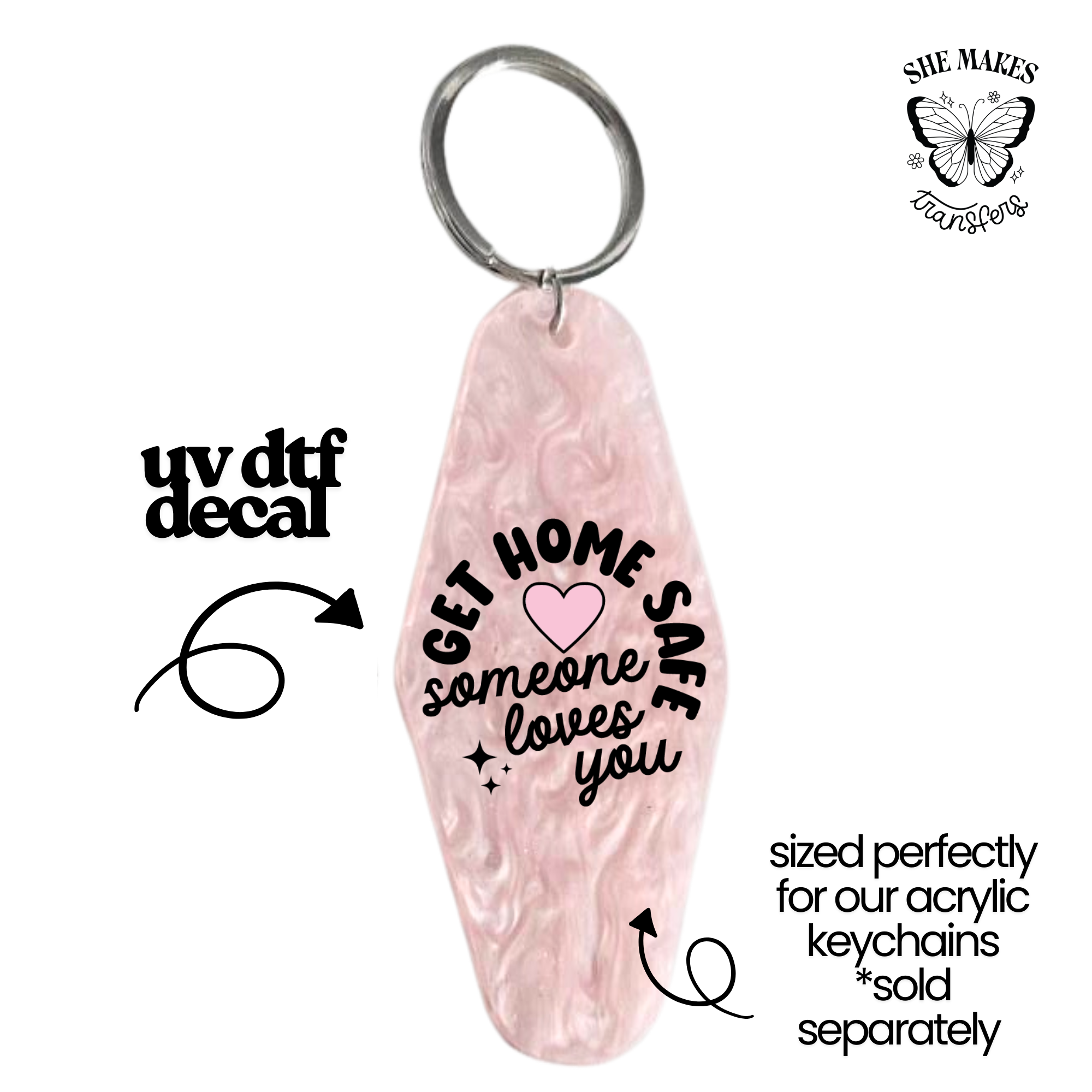 Get Home Safe - keychain uv dtf
