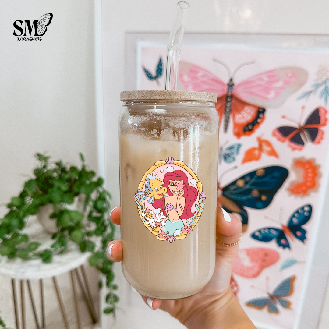 Red Haired Princess & Sea Friends Mirror - Cup Decal