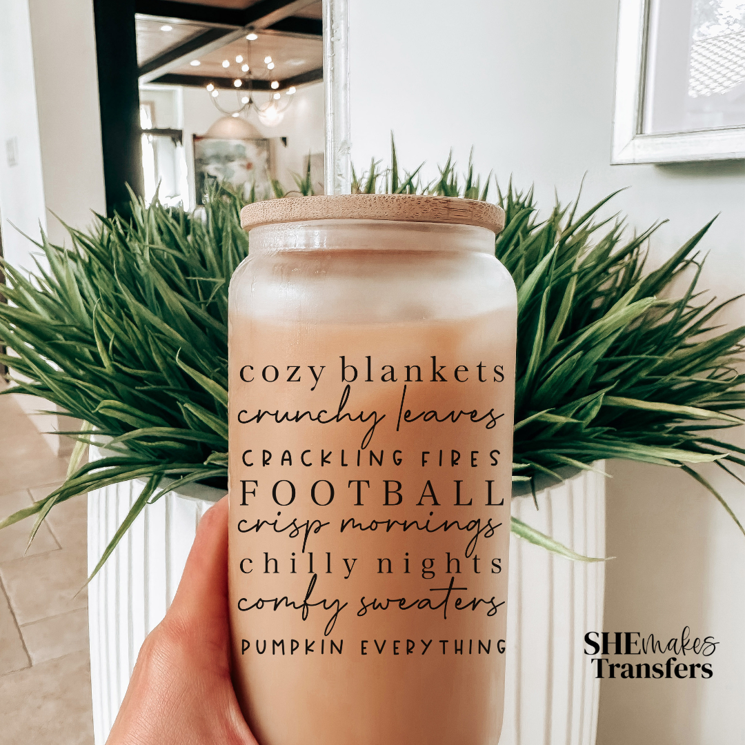 Fall favourites word cup decal