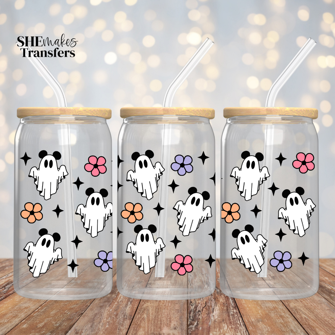 Mouse Ghosts with flowers cup wrap