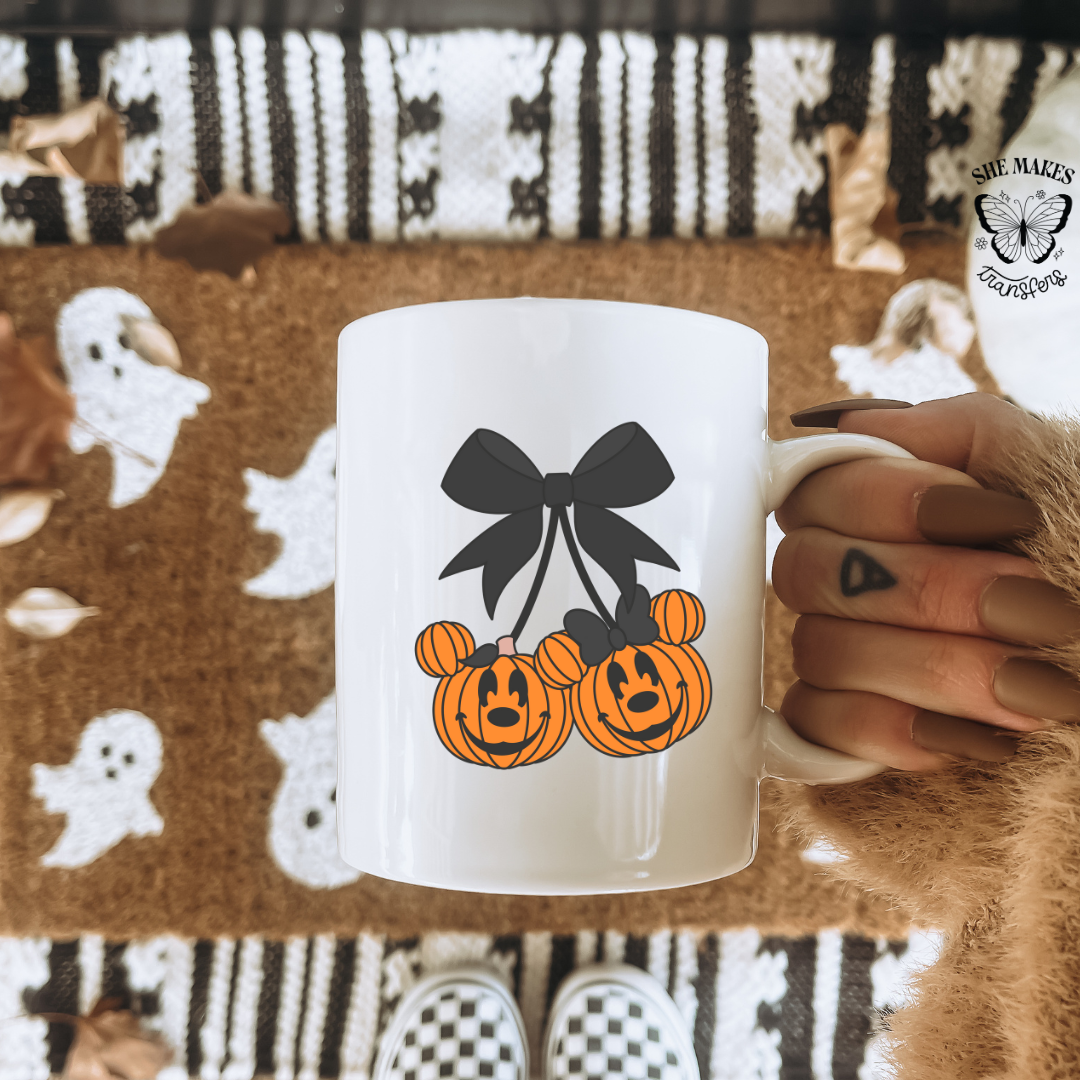 Mouse Pumpkin Cherries - cup decal