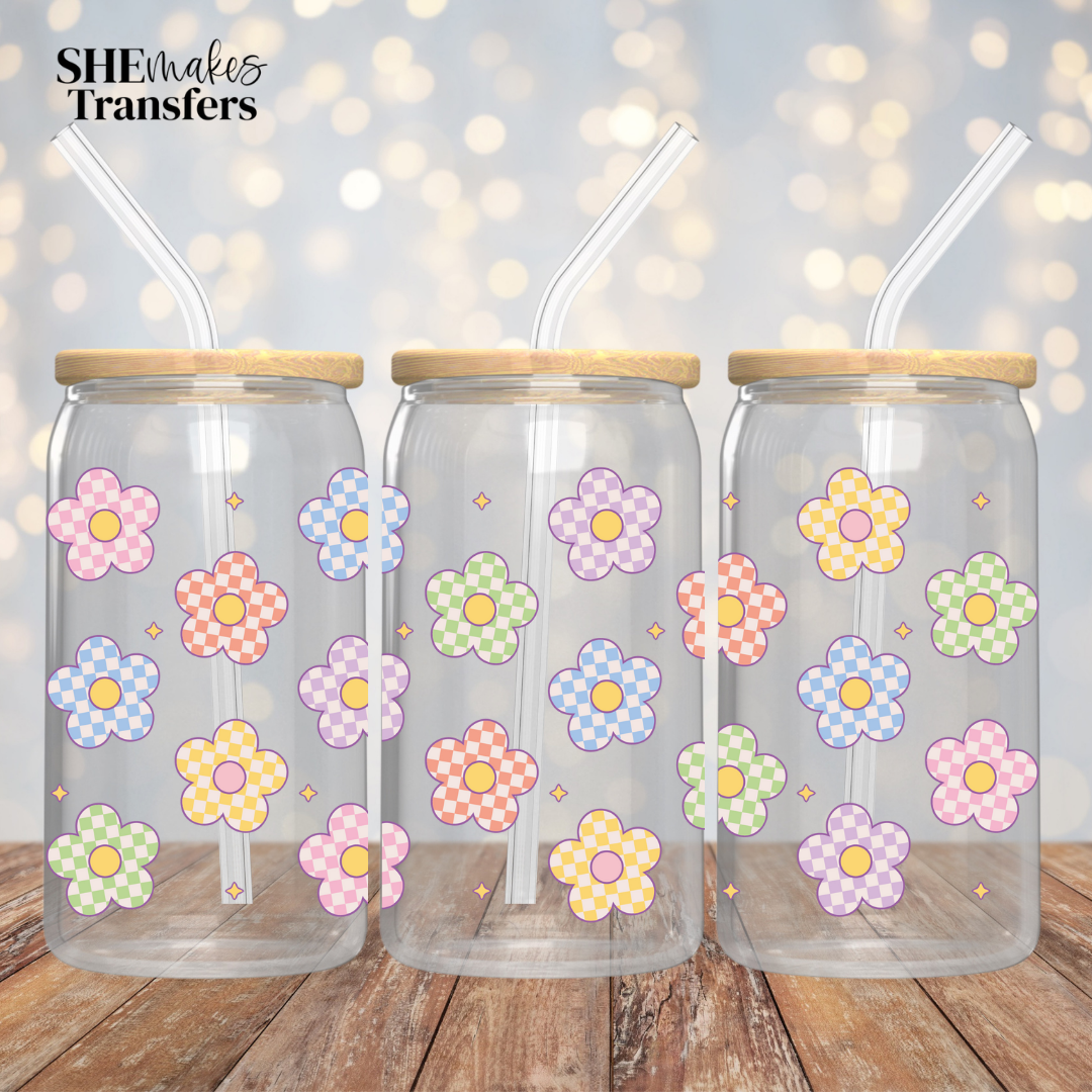 Checkered flowers Cup Wrap