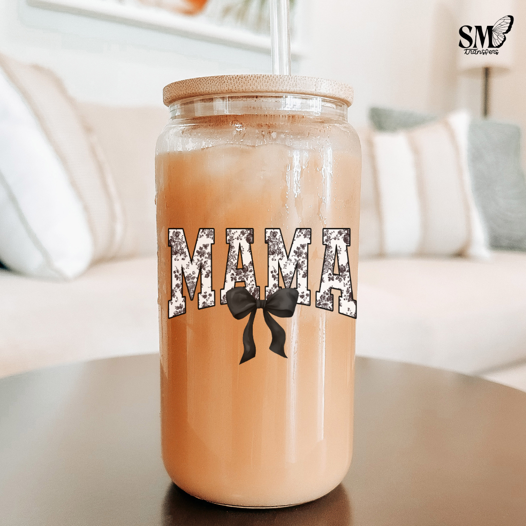 Mama Black Floral Coquette- Cup Decal