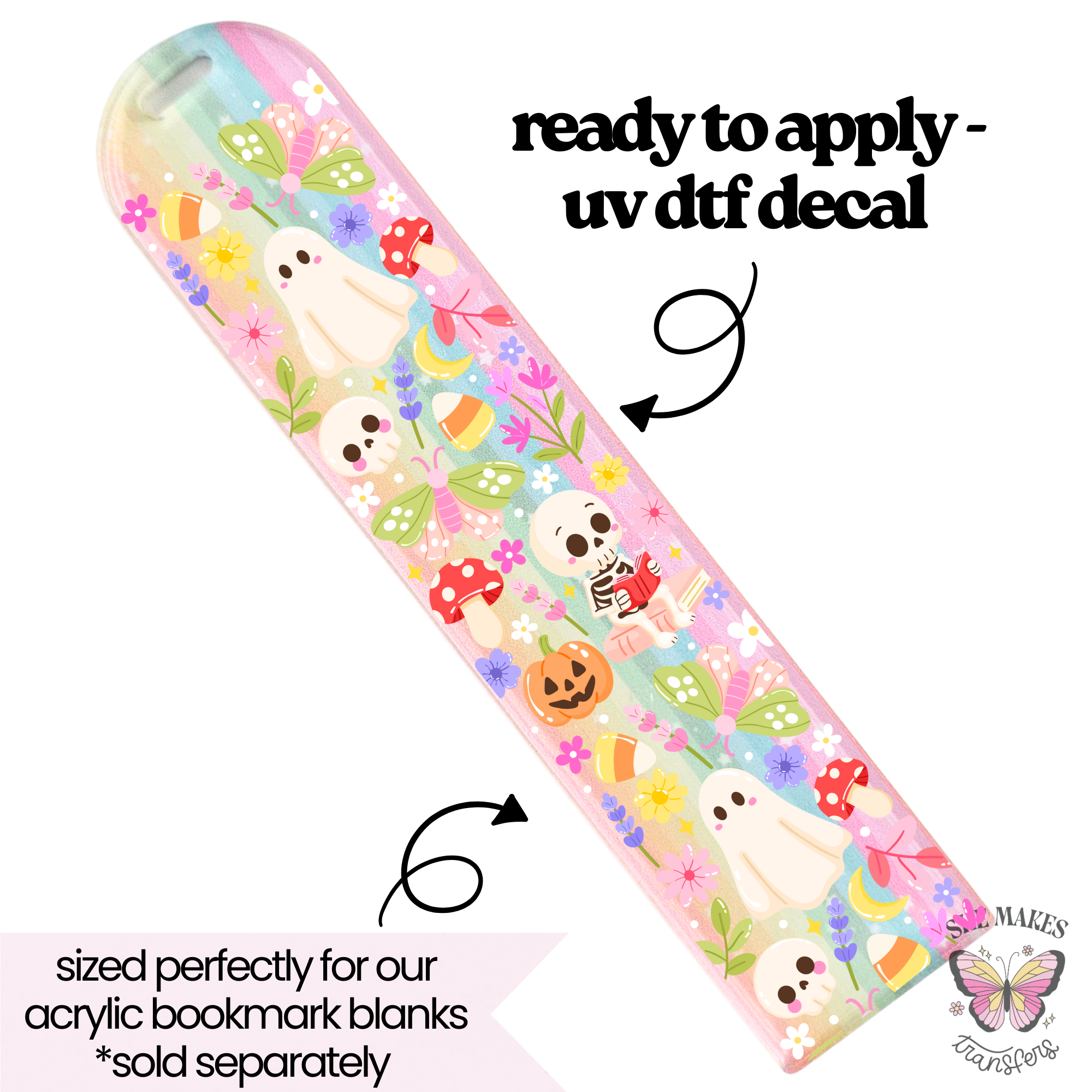 Spooky Blooms - bookmark uv dtf