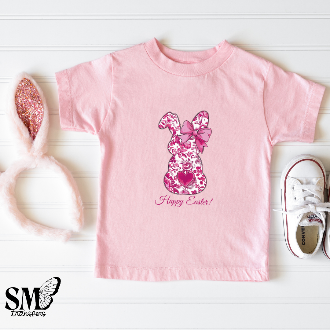 Happy Easter Pink Floral Bunny