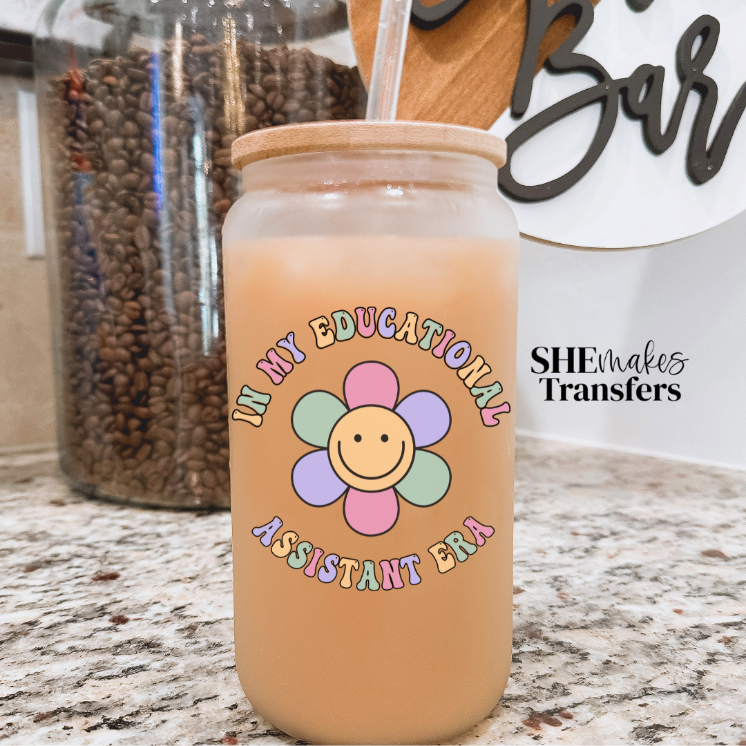 Educational assistant era smiley flower cup decal
