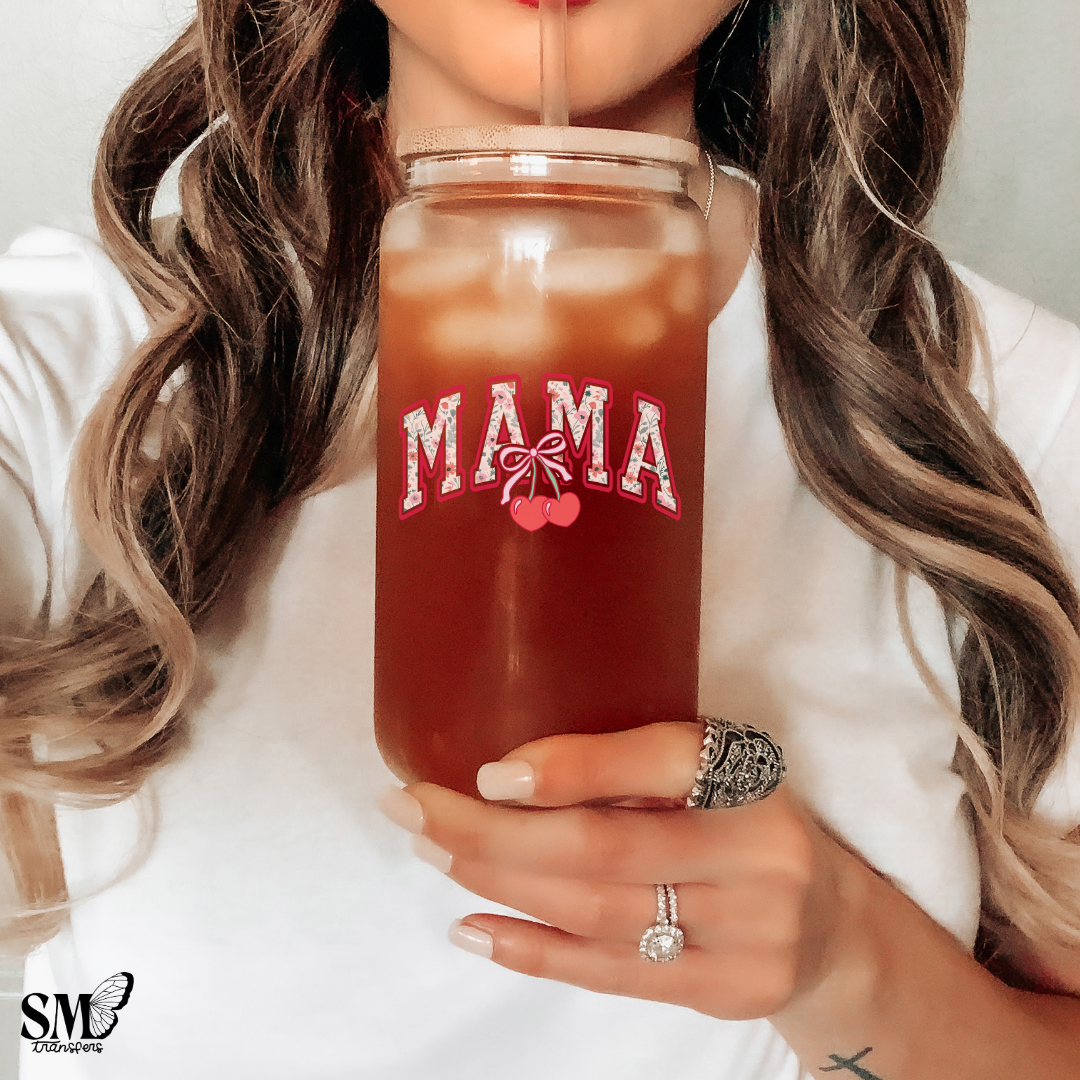 Mama Cherry Bow- Cup Decal