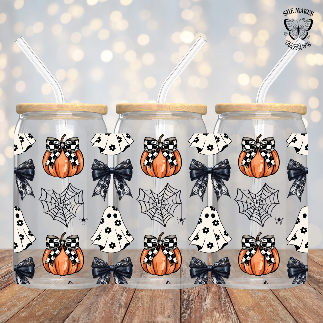 Checkered Pumpkins & Webs - Full Wrap