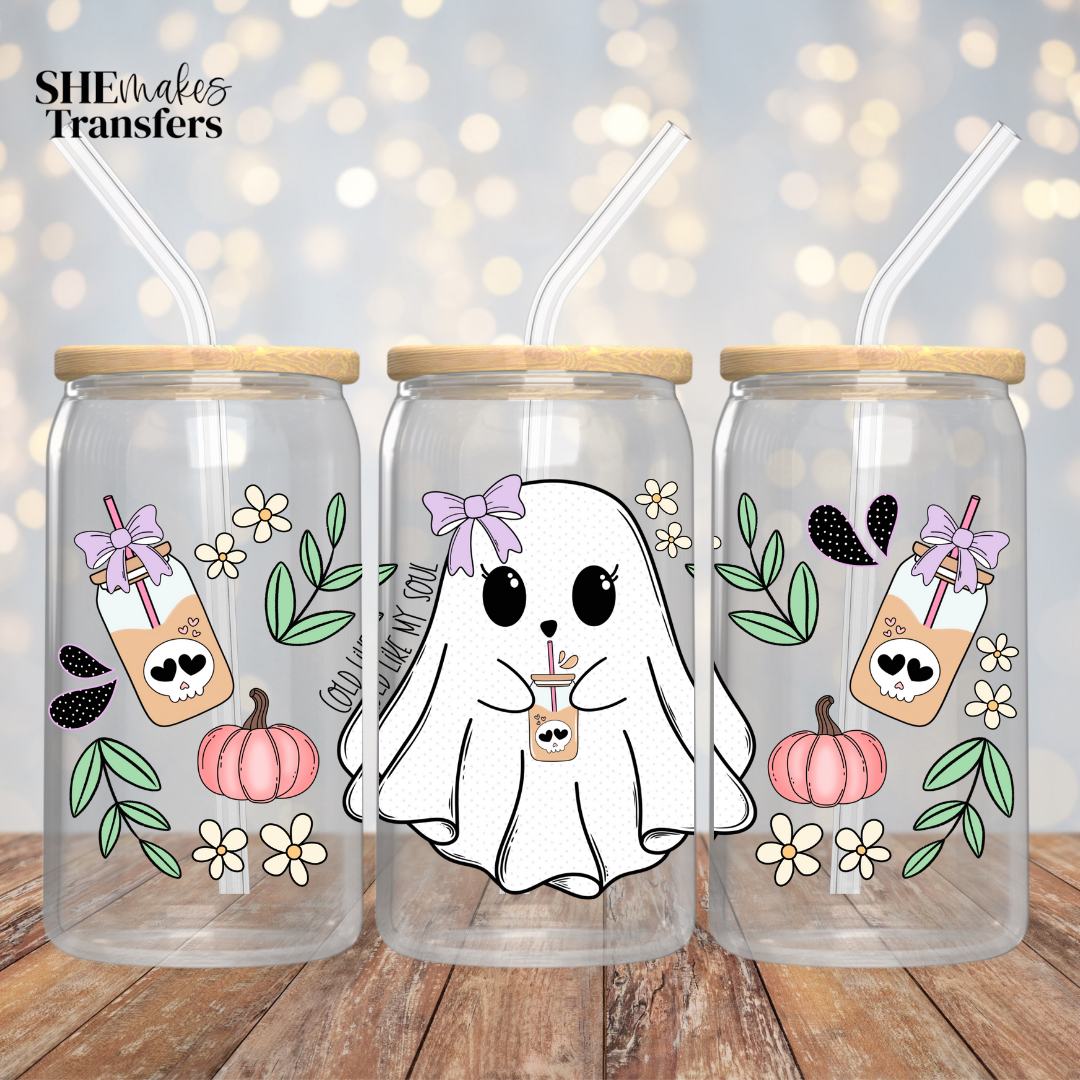 Cute Ghost Iced Coffee cup wrap