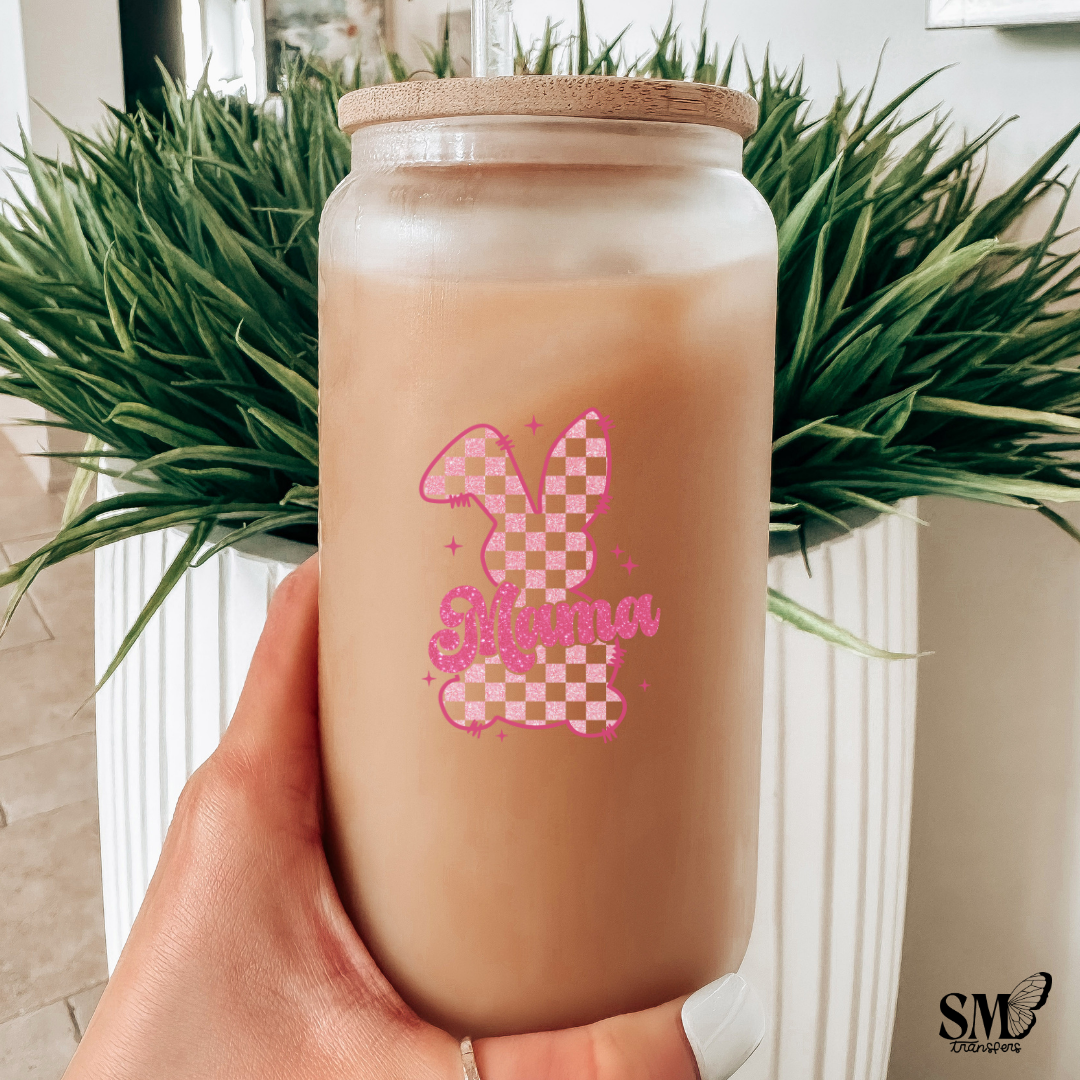 Pink Glitter Mama Bunny- Cup Decal
