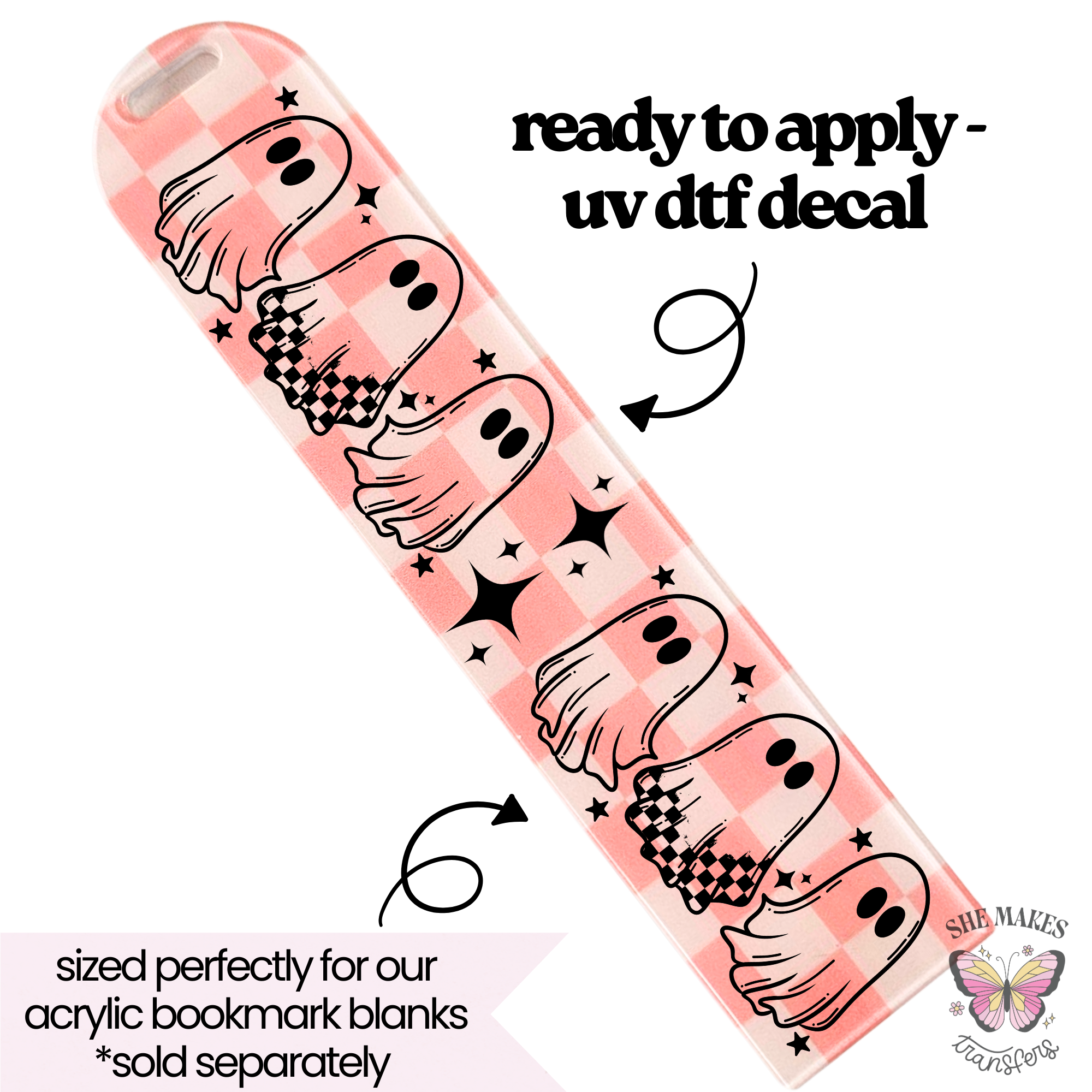 Friendly Ghosts - bookmark uv dtf