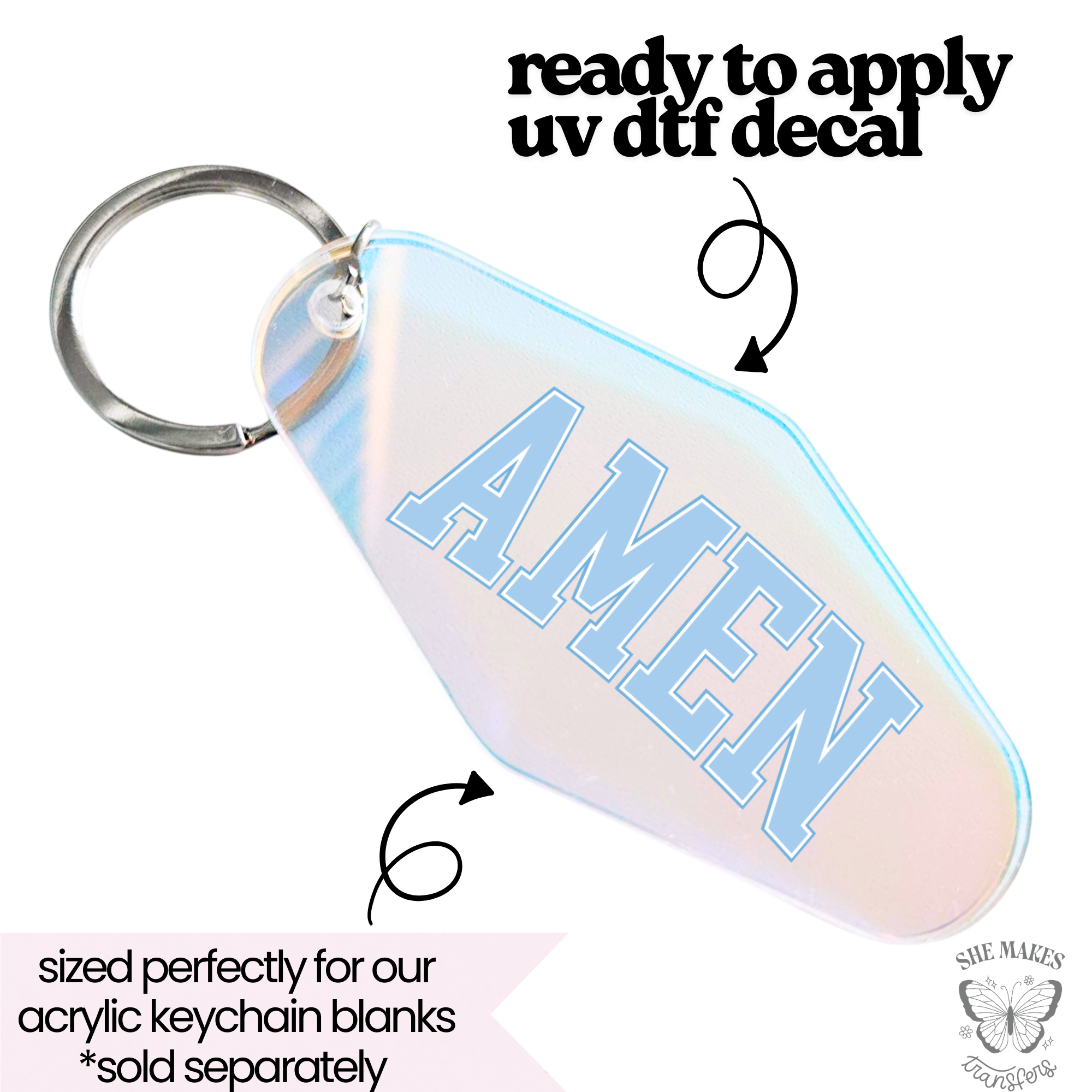 Amen - keychain uv dtf