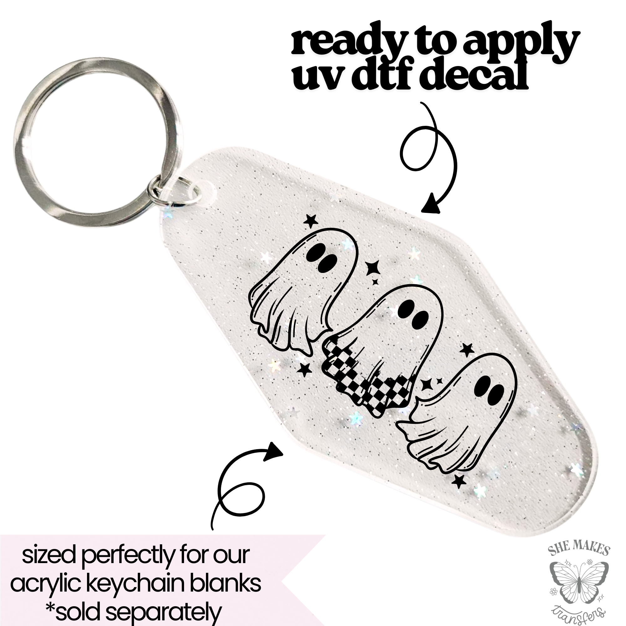 3 Ghosts - Black - keychain uv dtf