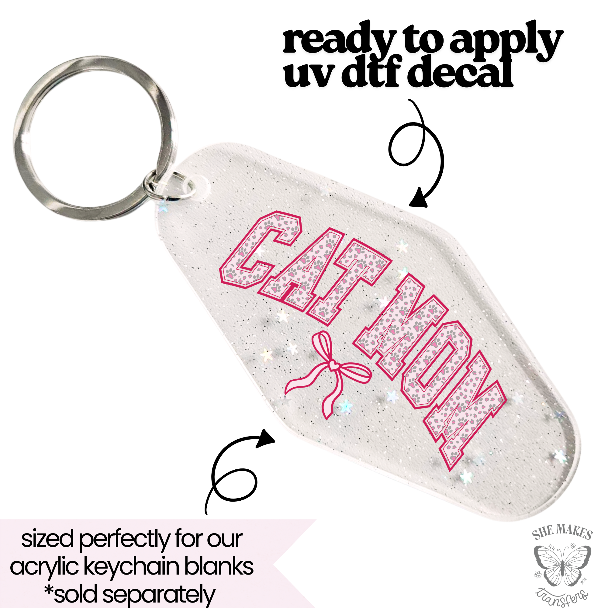 Cat Mom Coquette - keychain uv dtf