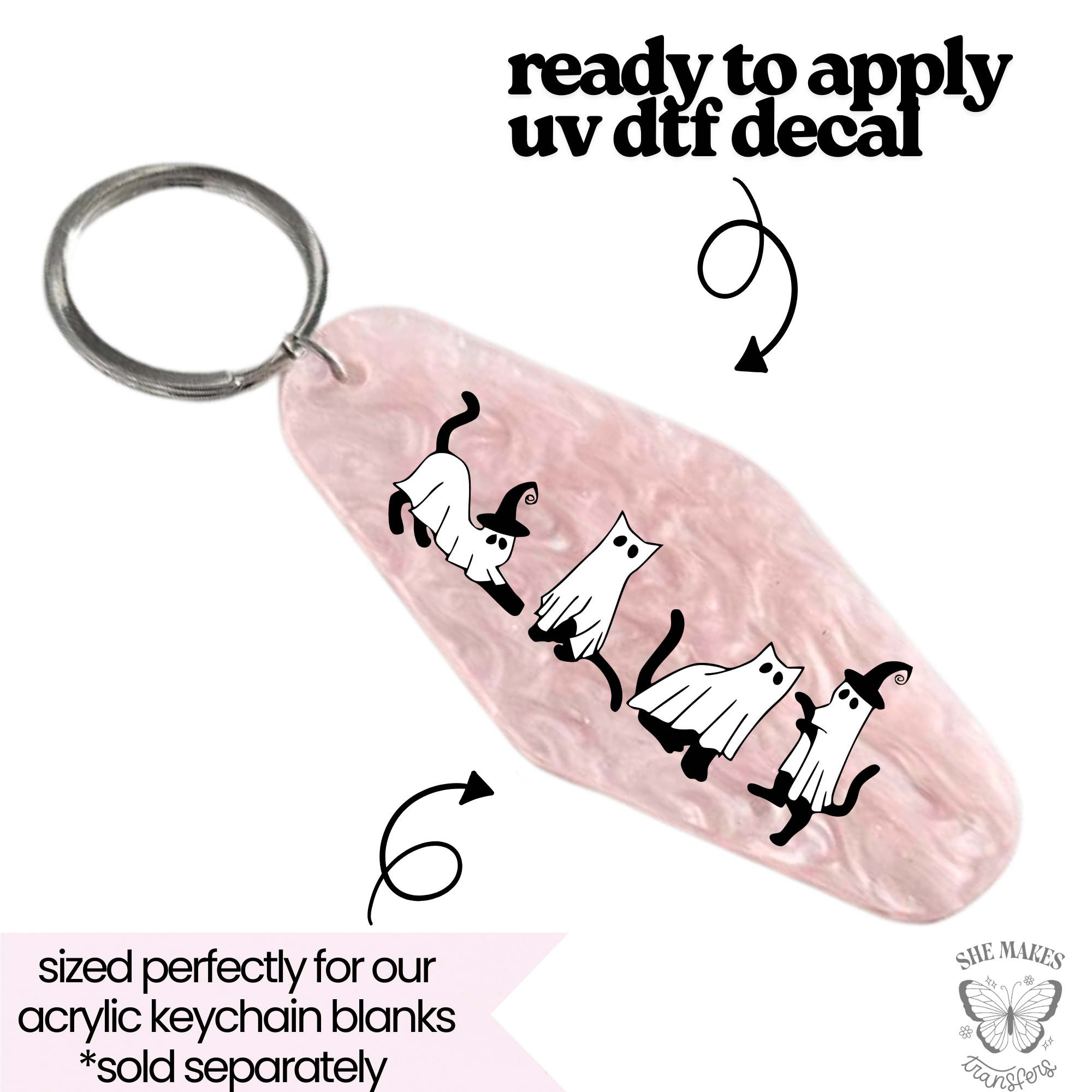 Ghost Cats - keychain uv dtf