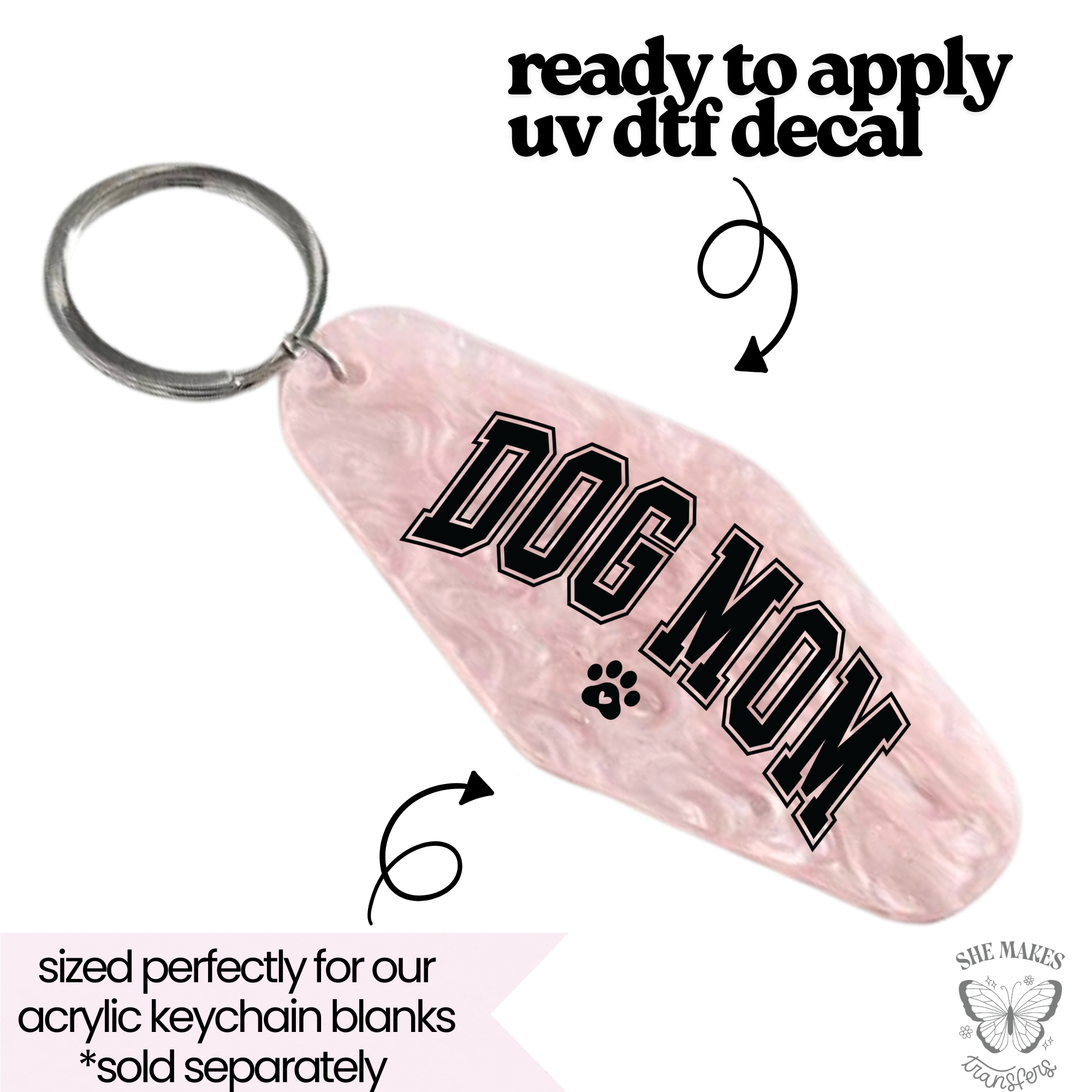 Dog Mom Varsity - keychain uv dtf