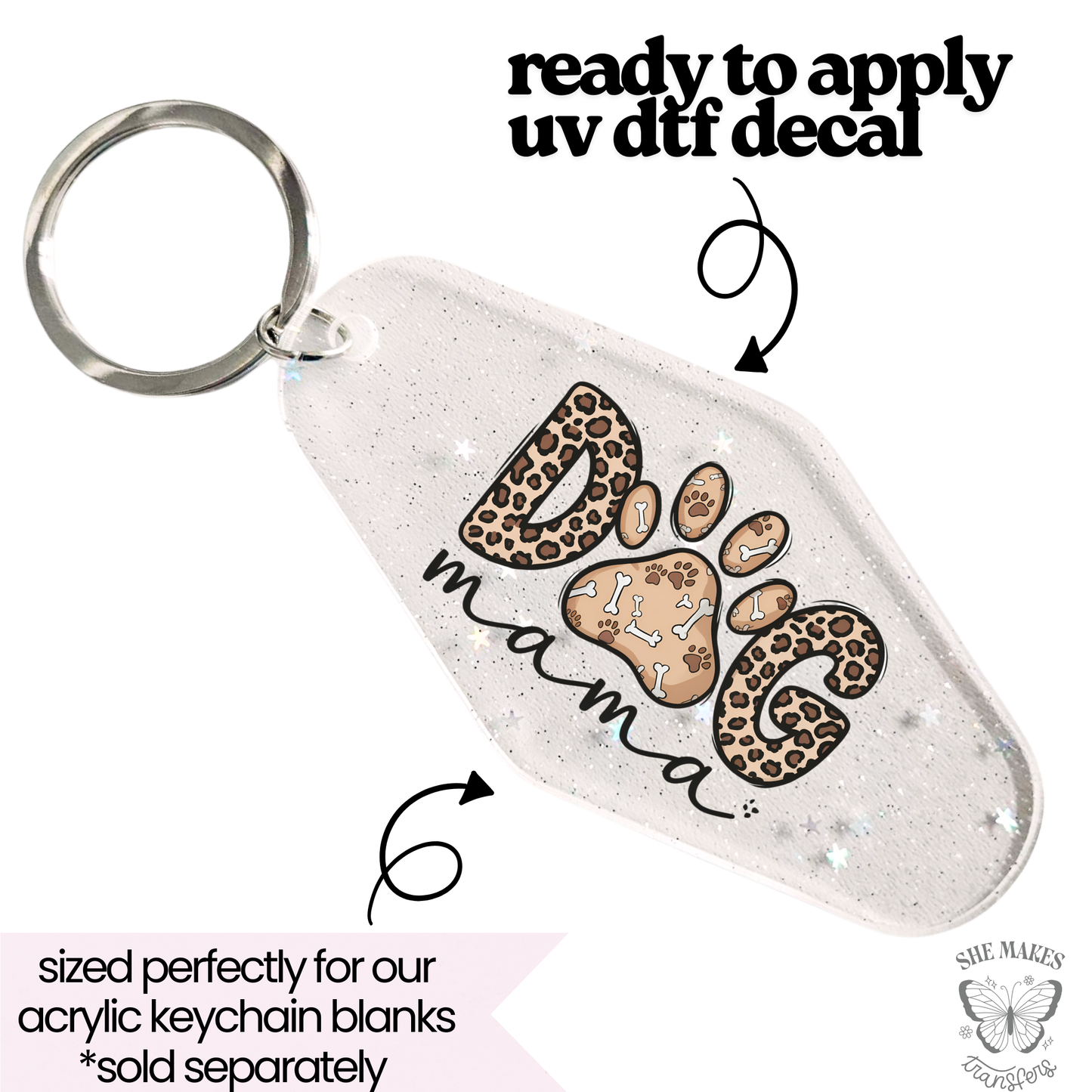Dog Mama Brown - keychain uv dtf