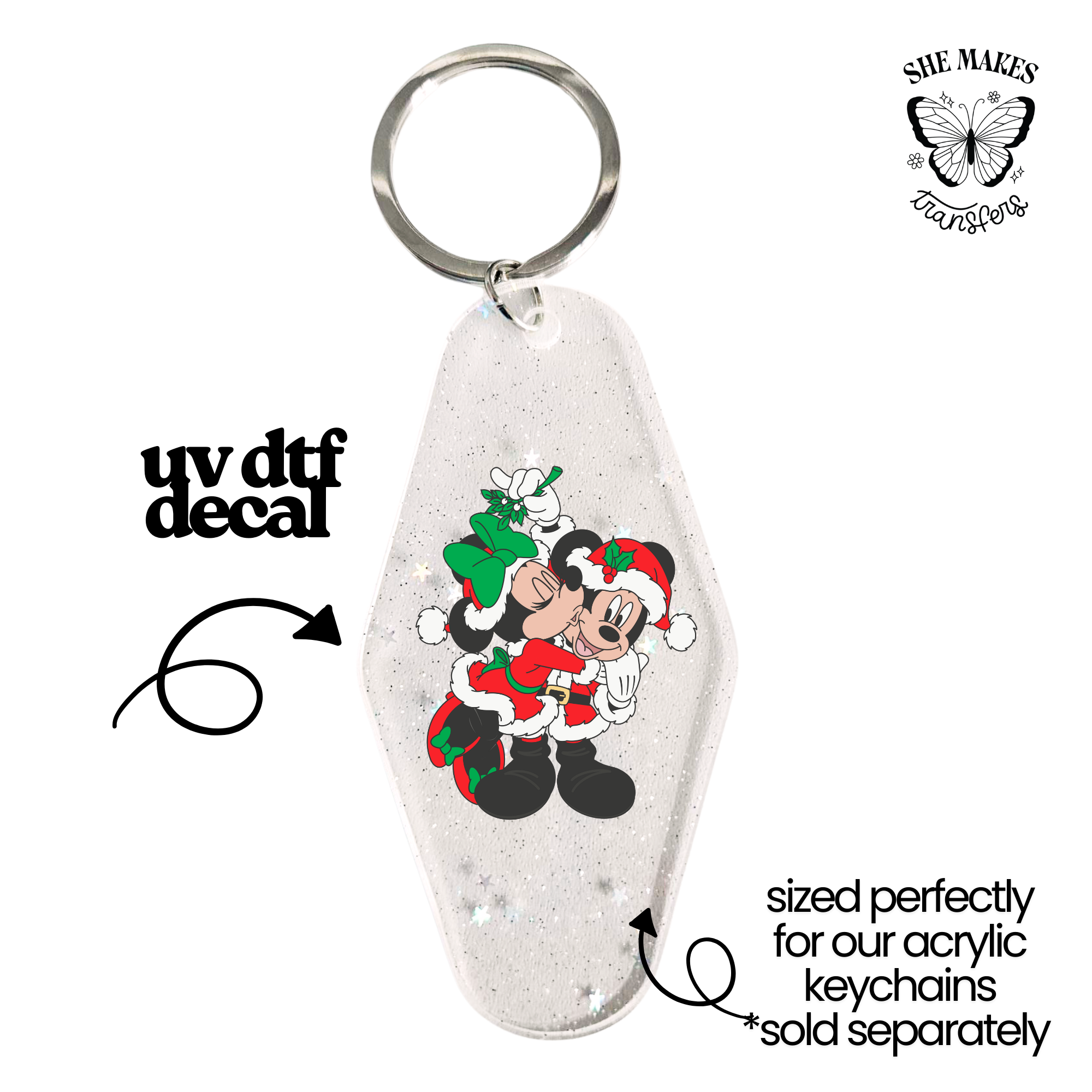 Christmas Mouse Hugs - keychain uv dtf