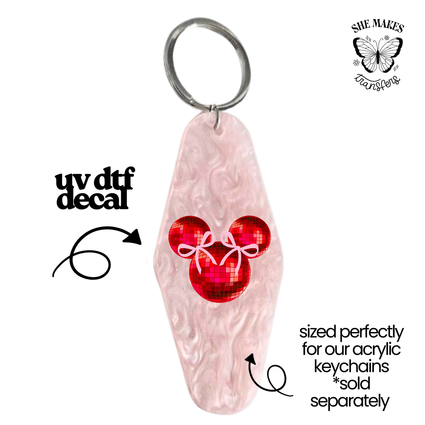 Mouse Ears Disco - keychain uv dtf
