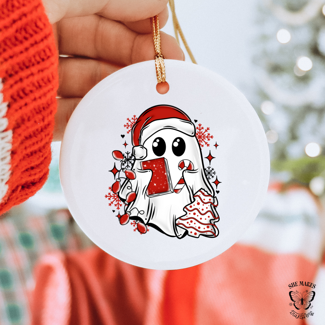 Christmas Ghostie With Book- Ornament Decal