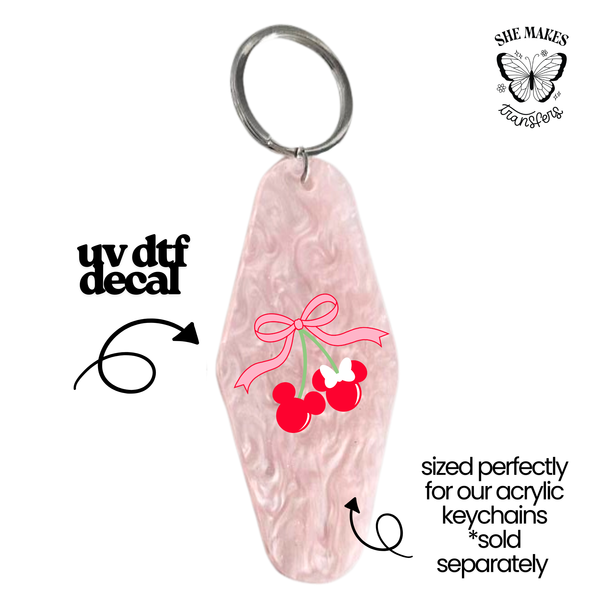 Red Mouse Ears Cherries - keychain uv dtf