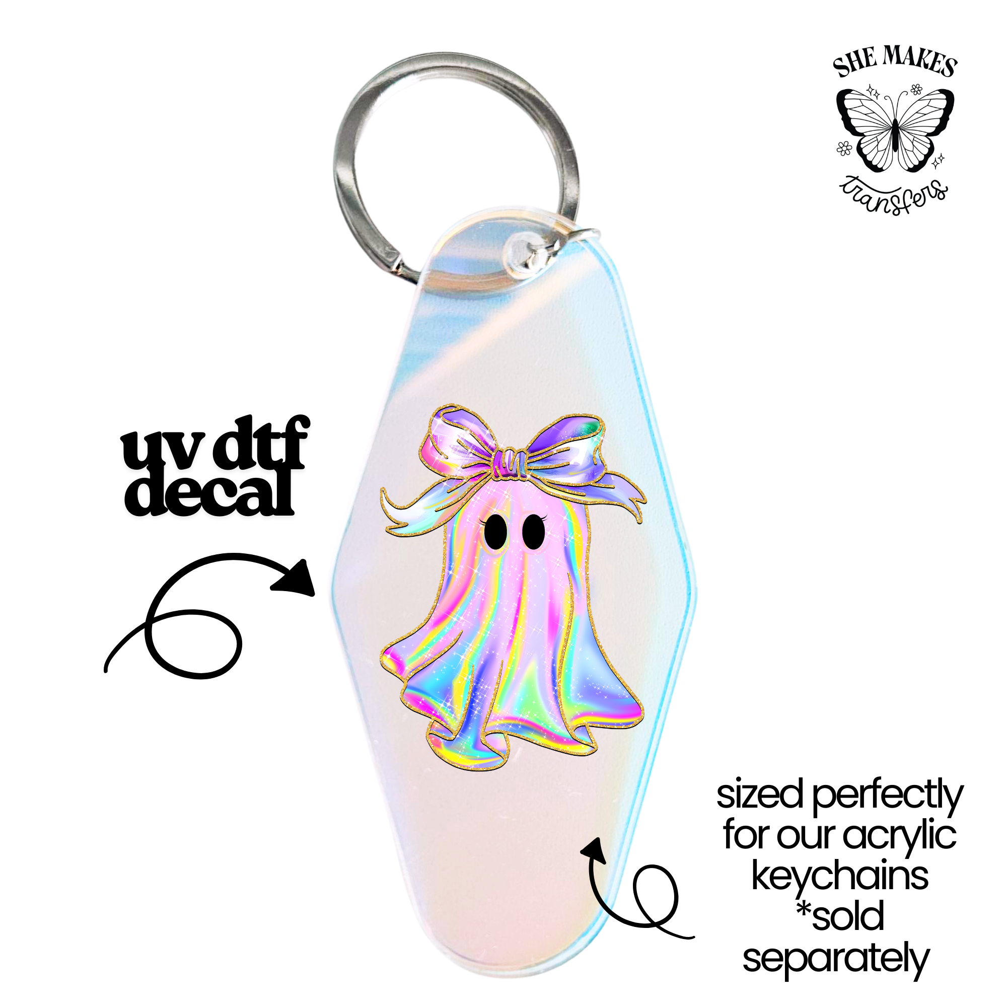 Colorful Ghost - keychain uv dtf