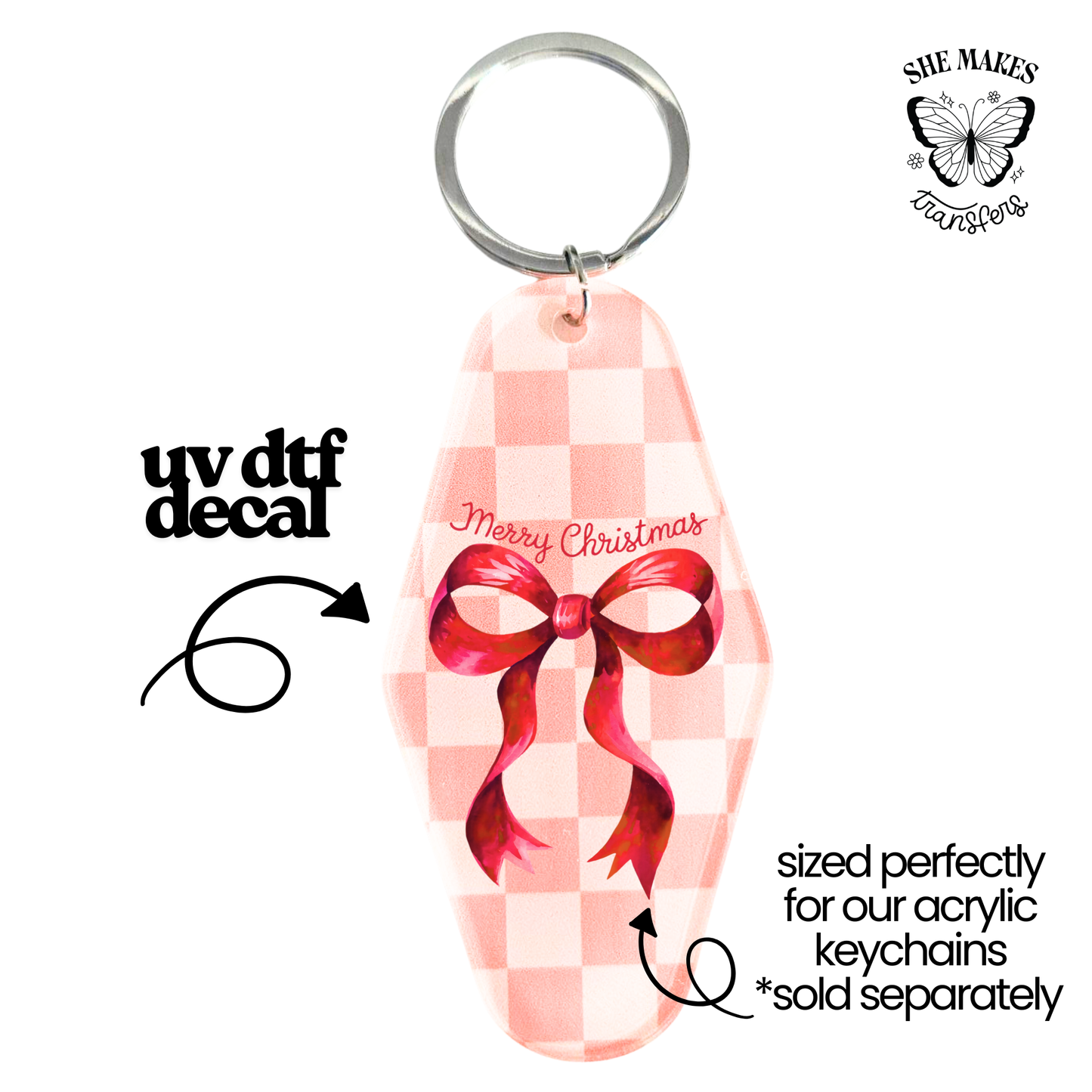 Red Coquette Merry Christmas - keychain uv dtf