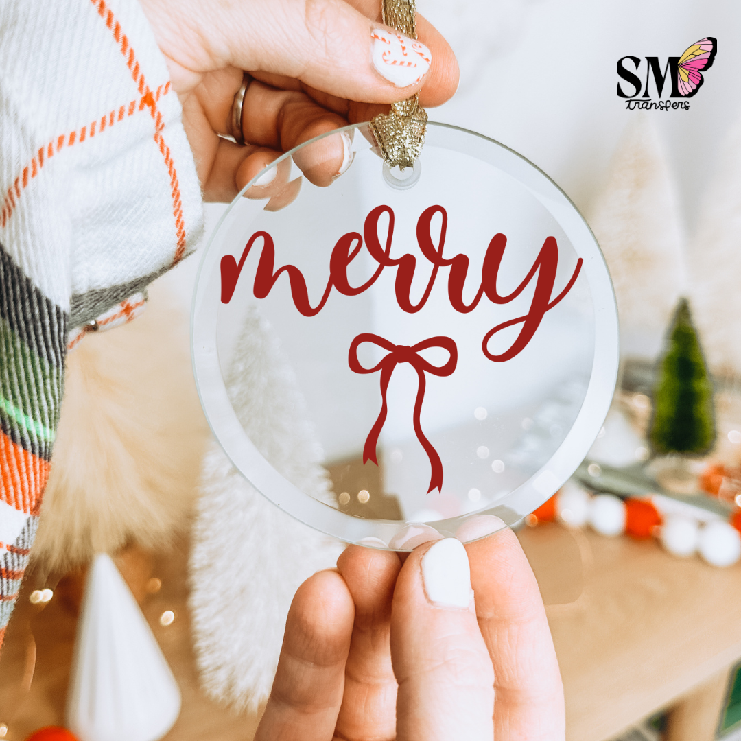 Red Merry Bow - Ornament Decal
