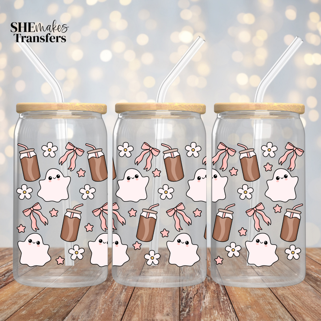 Ghost and iced coffee cup wrap