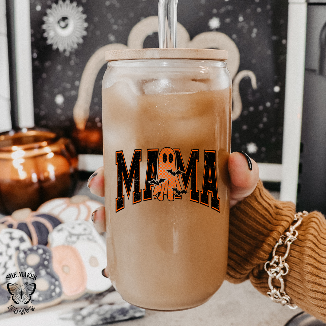Orange Ghost Mama - cup decal