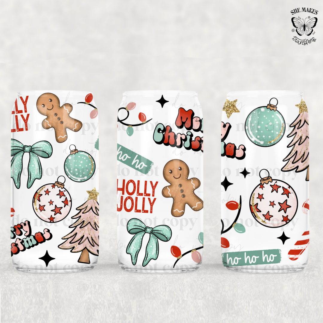 Light Green Christmas Collage - Full Wrap