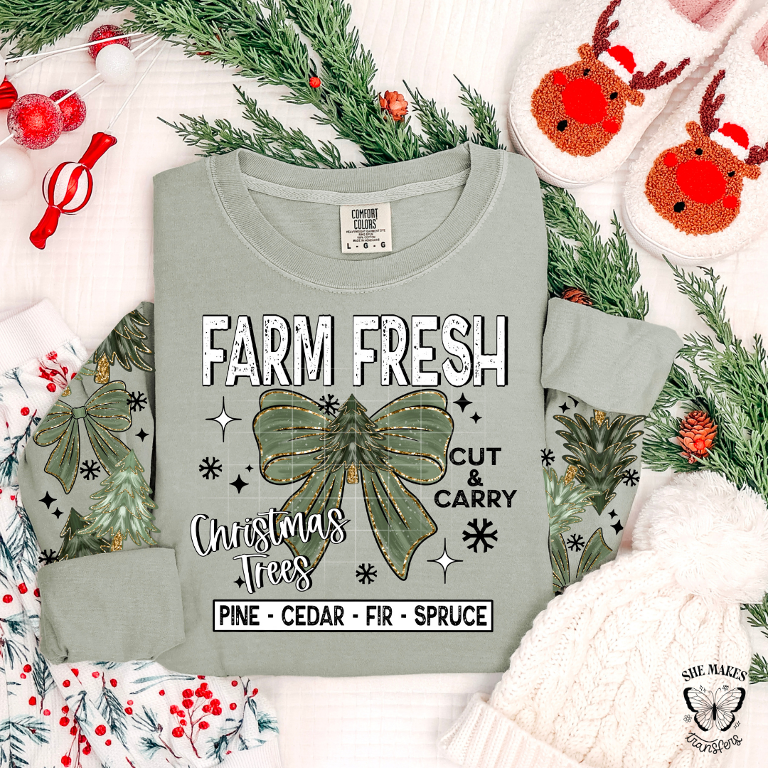 Farm Fresh Trees Green Bow - with sleeves