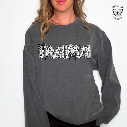 Mama Grayscale Florals And Bow