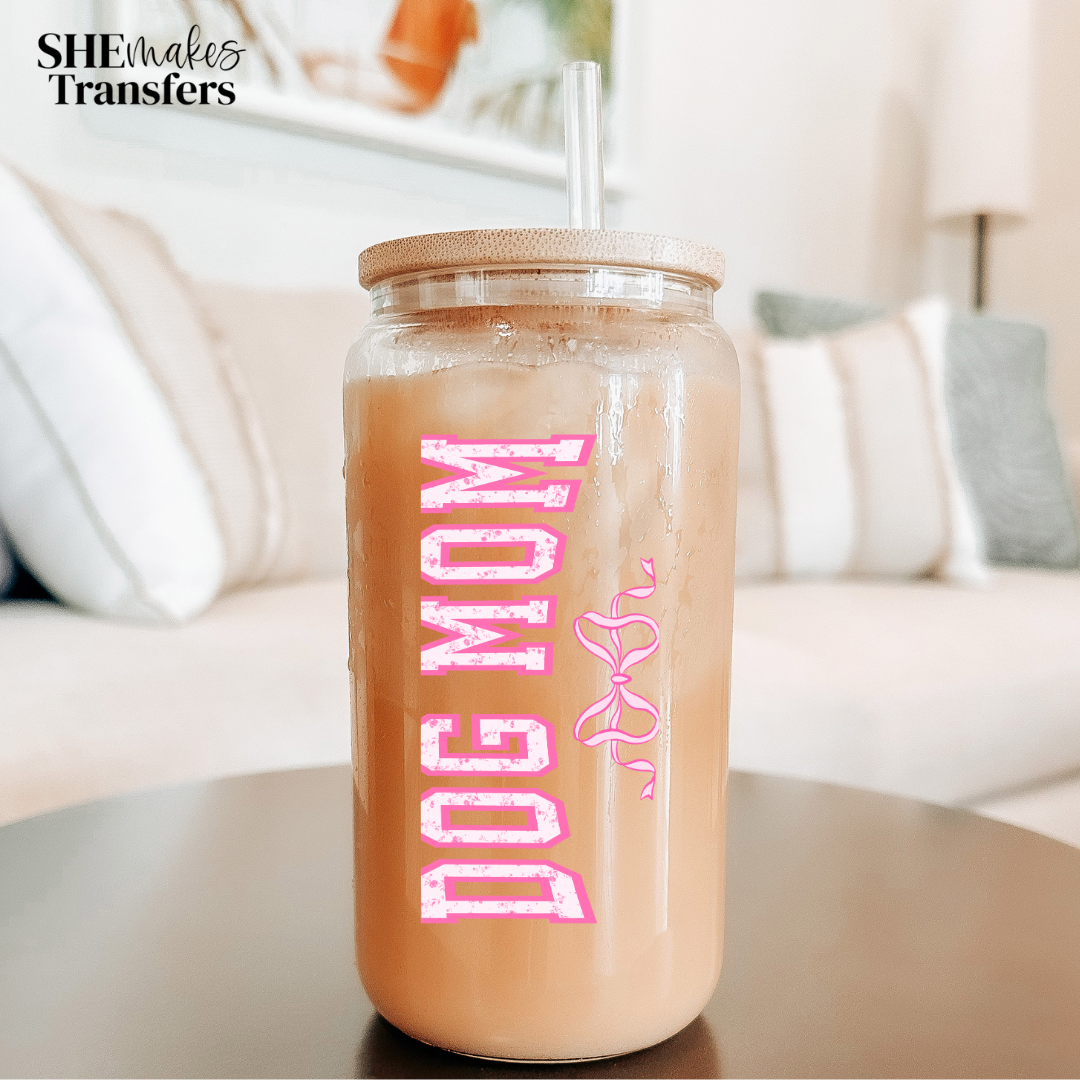 Dog Mom coquette cup decal
