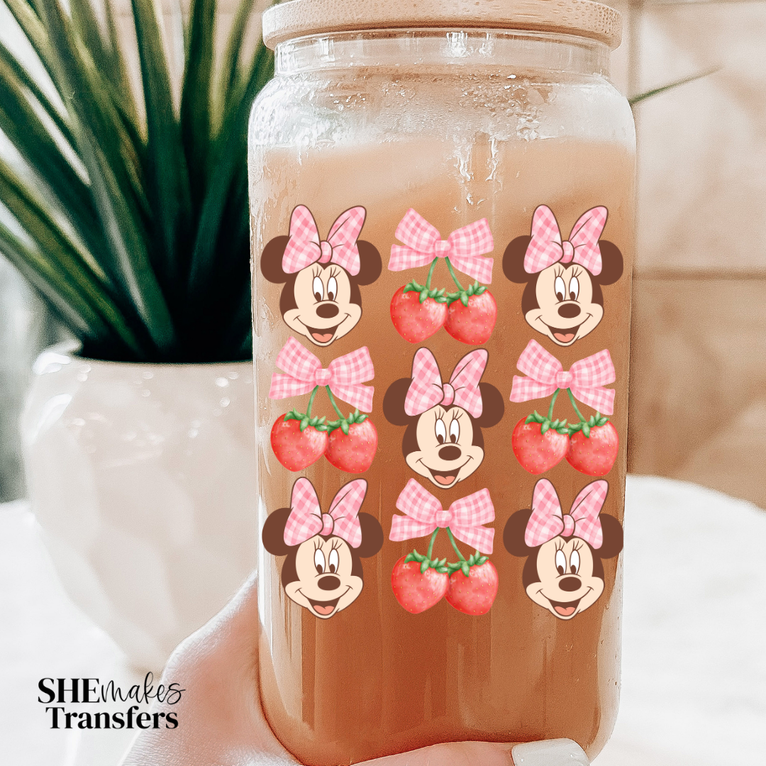 Mouse and strawberry coquette cup decal