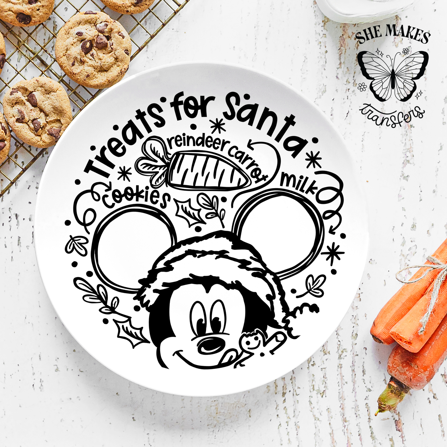 Mouse Treats for Santa in Black - Santa Tray Decal