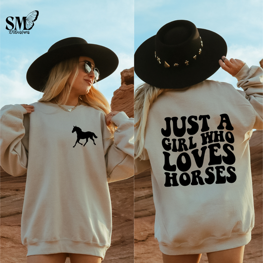 Just A Girl Who Loves Horses - Pocket/Back Design