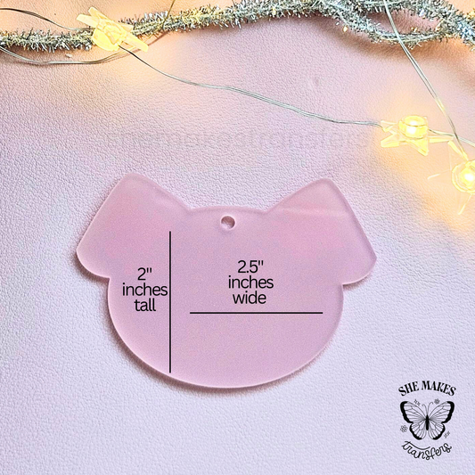 Dog Ears Ornament Blank - WHITE