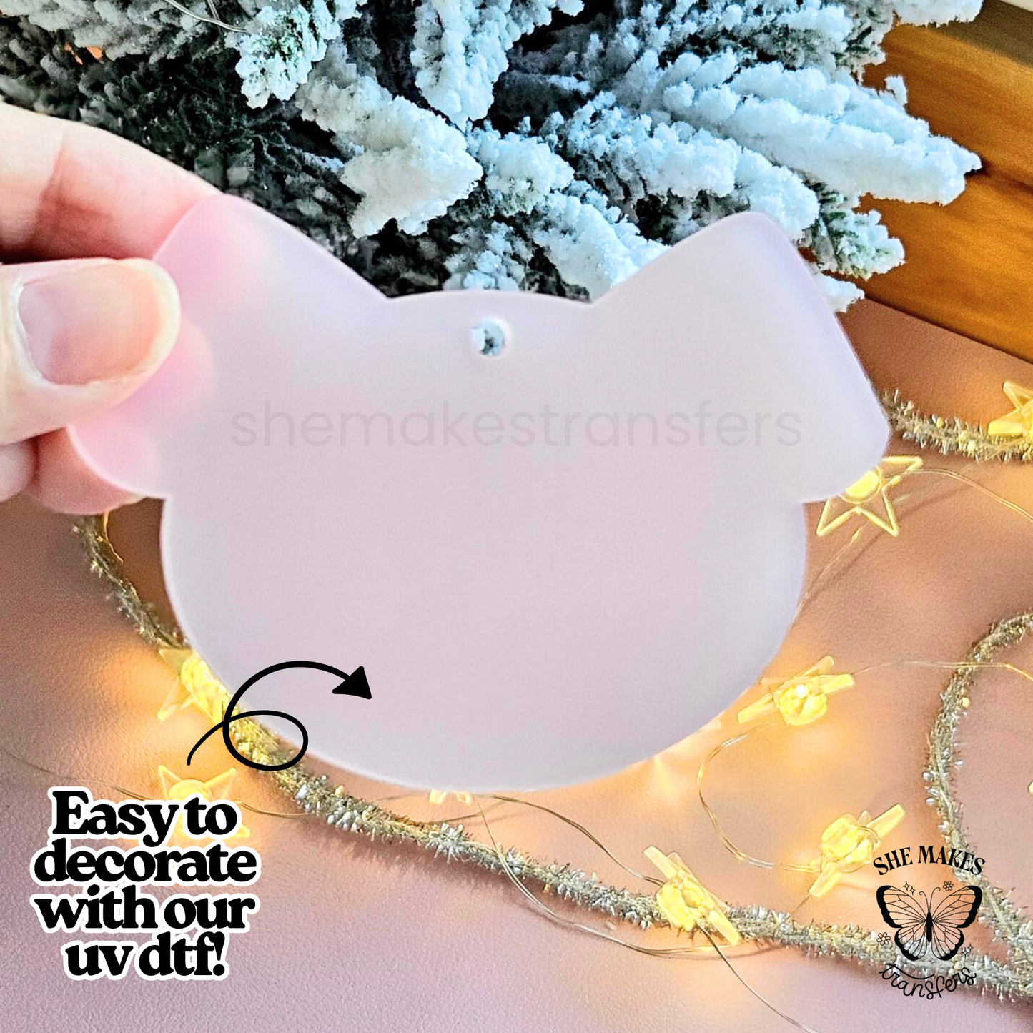 Dog Ears Ornament Blank - WHITE
